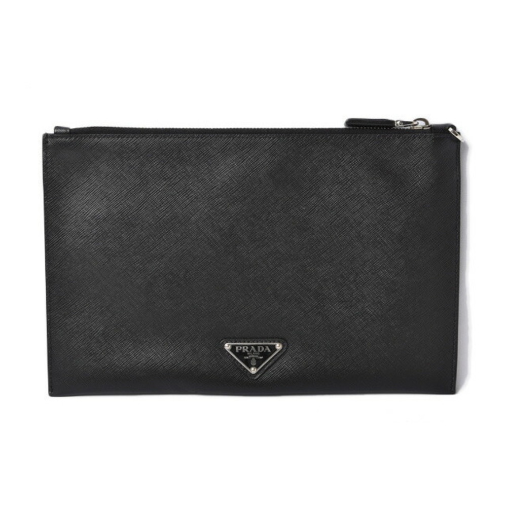 Prada Black Patchwork Pouch Saffiano Bag Clutch - image 3